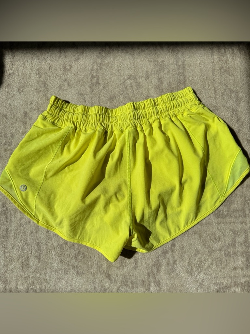 Lululemon High-Visibility lemon yellow running shorts